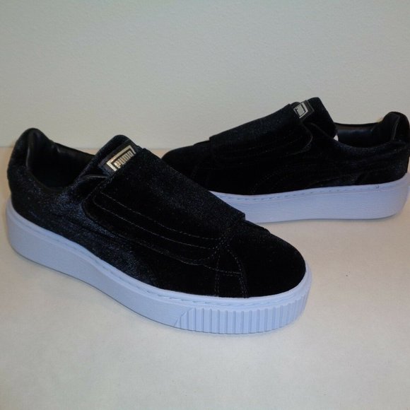 Puma Shoes - Puma BASKET PLATFORM Black Velvet New Sneakers